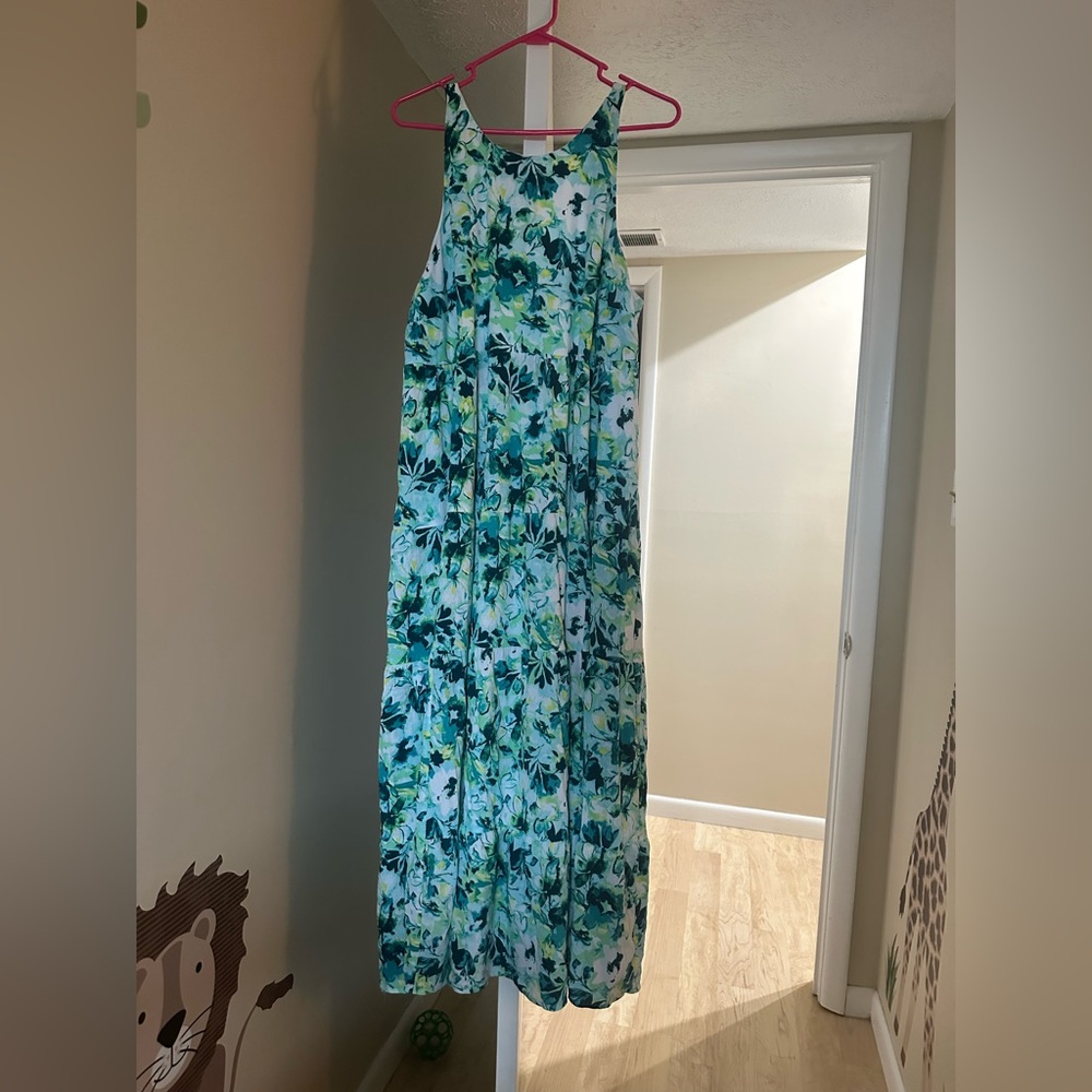 Floral torrid Sleeveless Maxi Dress tie back euc